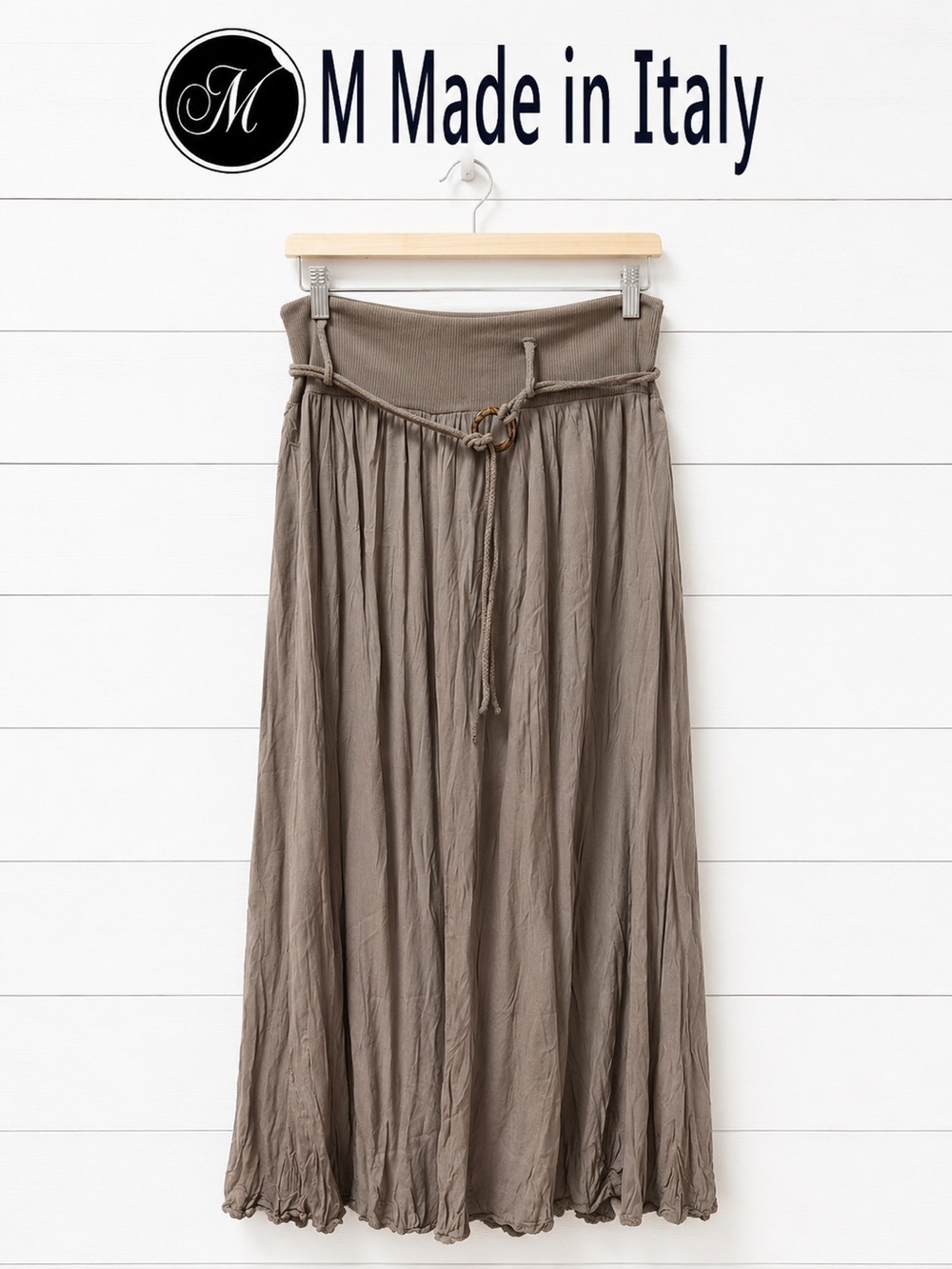 M Made in Italy Taupe Wide Leg Pants – Size L